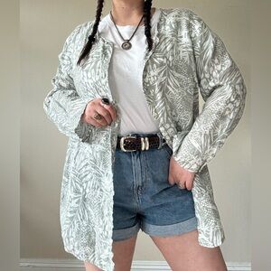 Christian Siriano Sage Mixed Print Buttondown